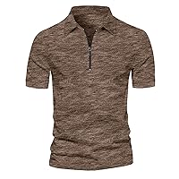 Men's Quick Dry Henleys Golf Short Sleeve Collared Casual Business Cotton Zipper Compression Athletic Tee Shirts