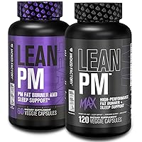 Jacked Factory Lean PM & Lean PM Max Night Time Fat Burner, Sleep Aid Supplement, & Appetite Suppressant for Men and Women (180 Capsules)