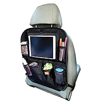 Dreambaby Backseat Car Organizer & Storage - Back Seat Protector - with 4 Mesh Pocket & Toy Pouch - Suits Tablet Screen Size up to 10.5 Inch/ 26.7cm - Black - Model L1216
