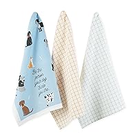 DII Everyday Pets Kitchen Collection Absorbent Dishtowel Set, 18x28, Dog Person, 3 Count