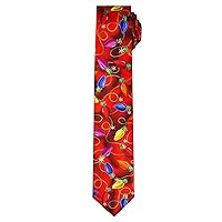 Jerry Garcia Men's Merry Christmas Collection Light Bulbs Another Butterfly Artwork Red Extra Long Neck Tie Extra Long - 63 inch