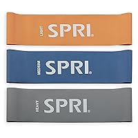 'SPRI Loop Bands 3-Pack - Resistance Band Kit Set, 3 Levels of Resistance - Exercise Bands for Strength Training, Flexibility, & Body Workout - Versatile Fitness Tool - Light, Medium, Heavy