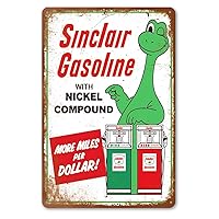 Vintage Tin Sign Sinclair Gasoline, Retro Metal Decor, Sinclair Motor Oil, Funny Decorations For Man Cave, Garage Wall, Metal Post 12 * 8 Inches