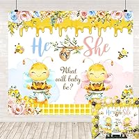 Honey Bee Gender Reveal Backdrop Honeycomb He Or She What Will Baby Be Baby Shower Photography Background Blue Pink Flower Honey Newborn Pregnancy Reveal Party Decoration Banner 10x8ft