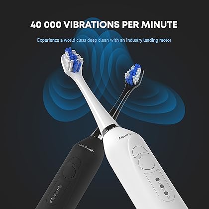 Aquasonic Duo - Dual Handle Ultra Whitening 40,000 VPM Wireless Charging Electric ToothBrushes - 3 Modes with Smart Timers - 10 Dupont Brush Heads & 2 Travel Cases Included
