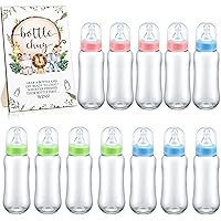 Roowest Baby Bottles for Baby Shower Games Bottle Chug 12 Pcs Plastic Baby Bottles Bulk and Bottle Chug Sign Baby Bottle Chugging Games for Party Gender Reveal Wedding Bridal Shower(Animals)