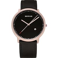 BERING Unisex Analog Quartz Classic Collection Watch with Calfskin Leather Strap & Sapphire Crystal