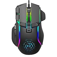 Mechanical Macro Definition Gaming Mouse,High Performance Wired Game Mouse 12800 DPI,RGB,10 Programmable Buttons USB Mouse for Computer/PC/Laptop/MAC (Black)