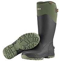 HISEA Rubber Rain Boots for Men, Waterproof Insulated Neoprene Hunting Boots, Durable Anti-Slip Outdoor Mud Boots for Hunting Gardening Farming Fishing Yard Working, Adjustable Calf