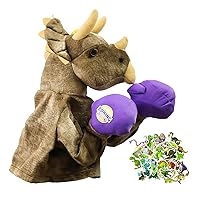 Kids Hand Puppet, Toddler Animal Plush Toy with Sounds and Boxing Action, Triceratops Dinosaur Hand Puppets Toys for Toddler Party Favor, Show Theater, Birthday Gifts, Easter Basket Stuffers