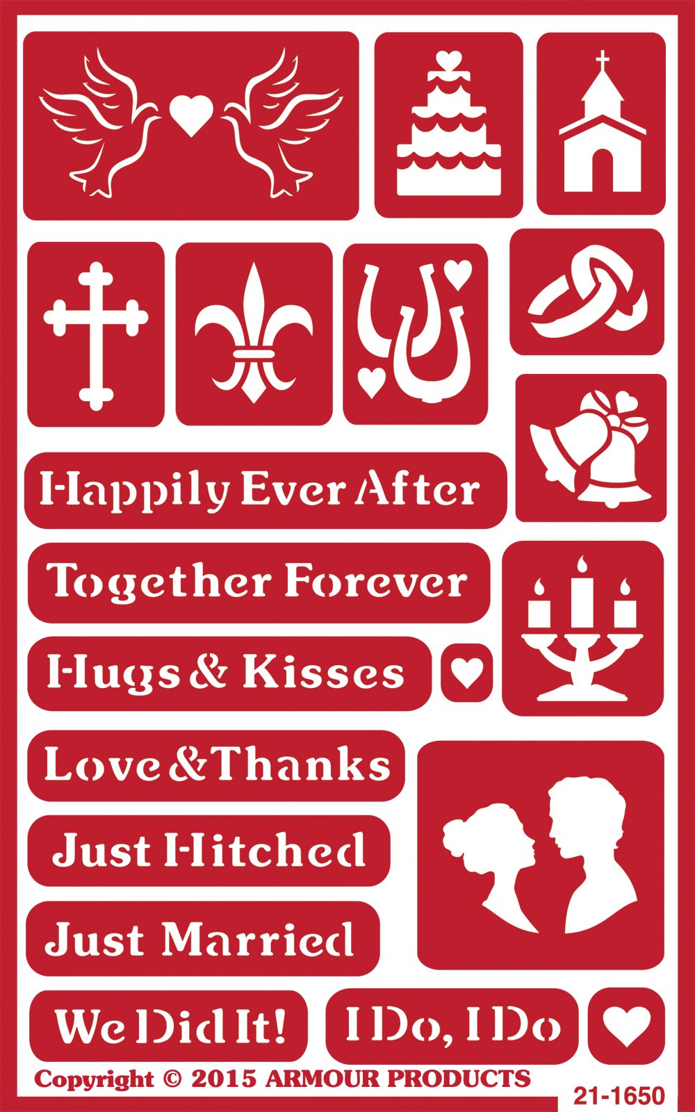 Armour Products 21-1650 Over N Over Glass Etching Stencil, 5-Inch by 8-Inch, Happily Ever After