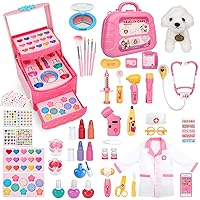 Meland Doctor Case with Dog Doll, Kids Makeup Kit for Girls Age 3-12