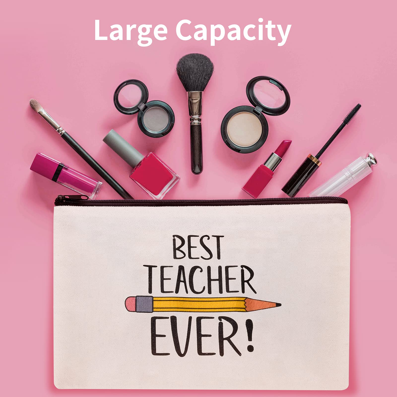 8 PCS Teacher Gifts Makeup Bags Cosmetic Travel Carrying Case Toiletry Pouch with Zipper in 2 Unique Designs, Graduation Teacher Appreciation Gifts