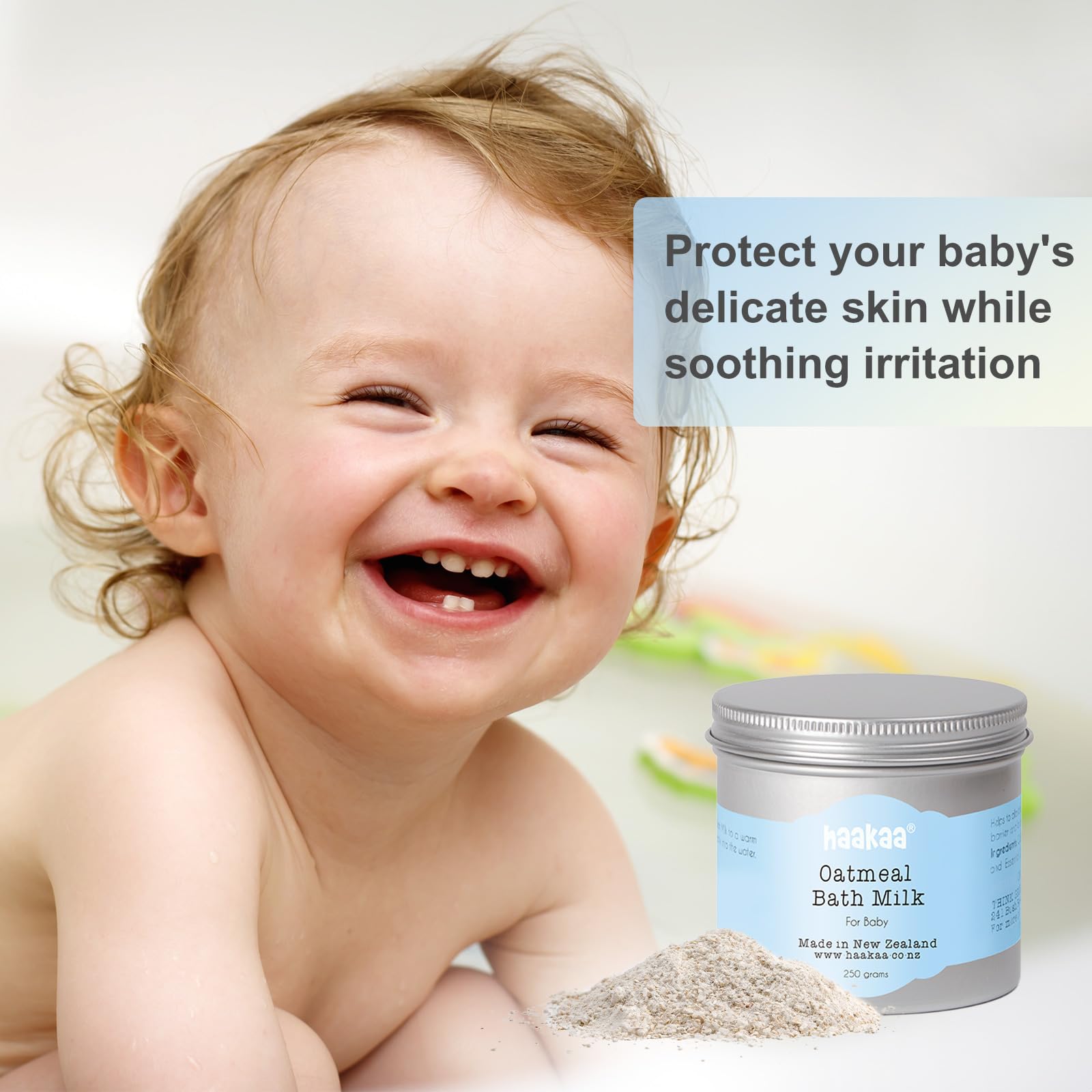 haakaa 360° Silicone Baby Toothbrush and Oatmeal Baby Bath Milk Set