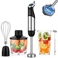 1000W 12-Speed 5 in 1 Hand Mixer Stick Blender with 304 Stainless Steel Blade, Food Processor, Beaker, Egg Whisk and Milk Frother, BPA-Free, for Smoothies Puree Baby Food