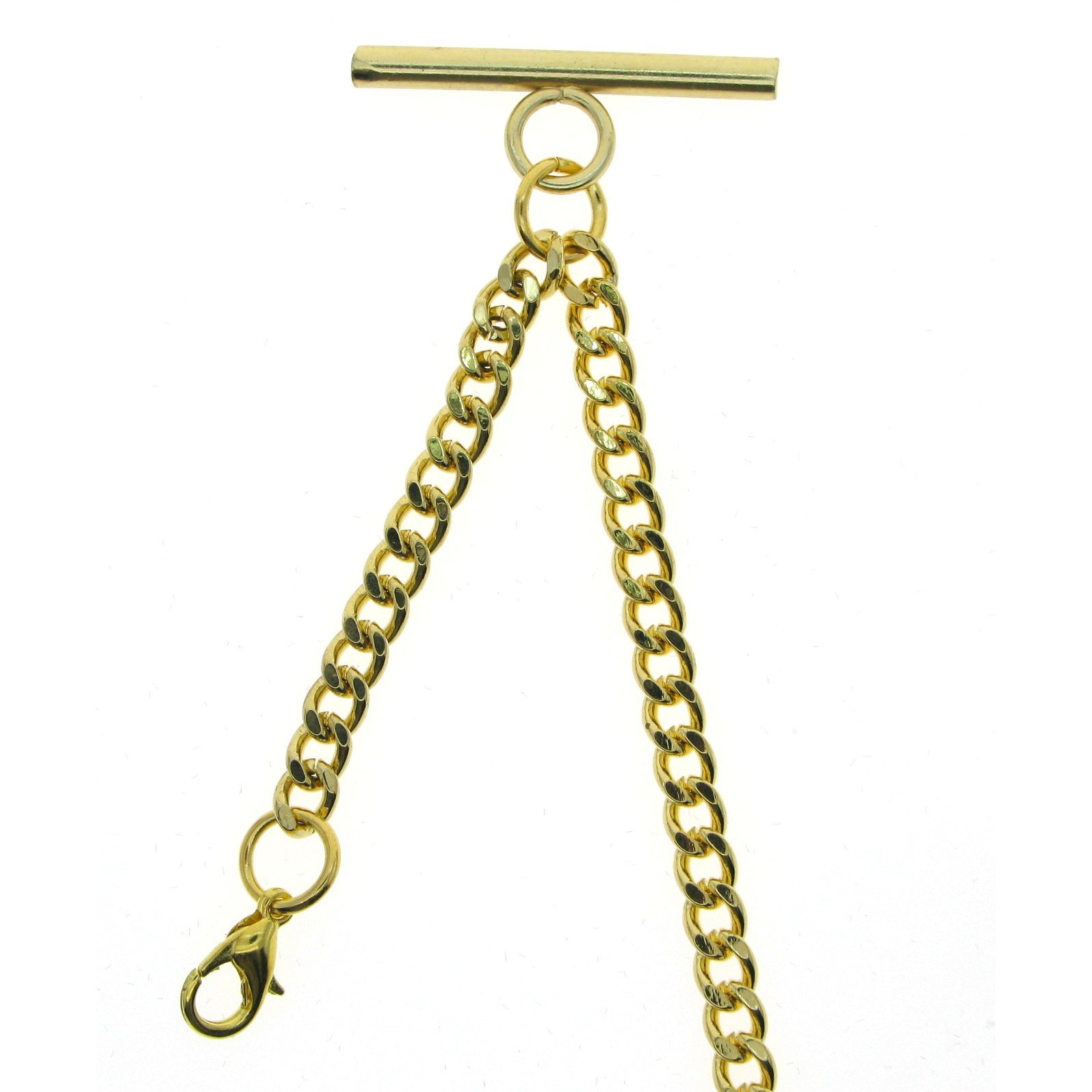 Albert Chain Gold Color Pocket Watch Chains for Men with T Bar Swivel Clasp and Lobster Clasp AC33
