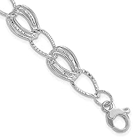 14K White Gold Polished and Textured Hollow w/ext. Bracelet