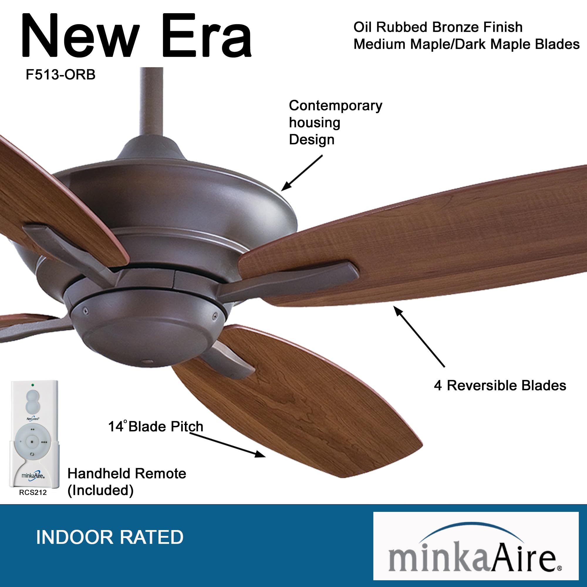 MINKA-AIRE F513-ORB New Era 52 Inch Ceiling Fan in Oil Rubbed Bronze Finish