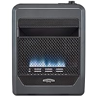 B20TPB-BB Ventless Propane Gas Blue Flame Space Heater with Thermostat Control for Home & Office, 20000 BTU, Heats Up to 950 Sq. Ft., Includes Wall Mount, Base Feet, and Blower, Black