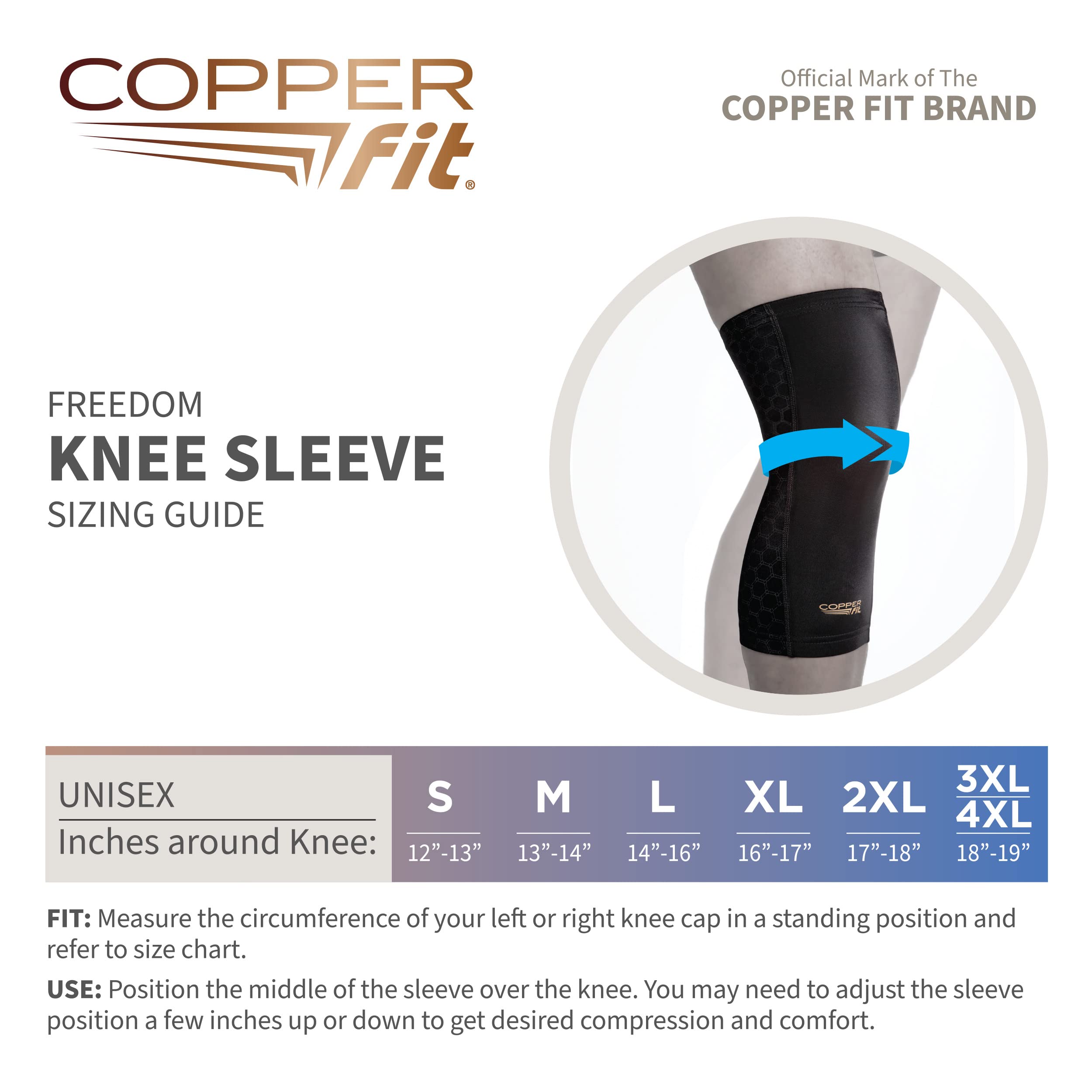 Copper Fit Freedom Knee Compression Sleeve