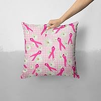 Pink Ribbon Collage Breast Cancer Awareness - Custom Decorative Home Decor Indoor or Outdoor Throw Pillow Cover for Sofa, Bed or Couch Cushion (Pillow CASE Cover ONLY)