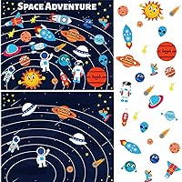 chiazllta 12 Packs Space Stickers for Kids Outer Space Sticker Activity Make A Galaxy Space Scene DIY Solar System Craft Project for Classroom Home Educational and Learning Game