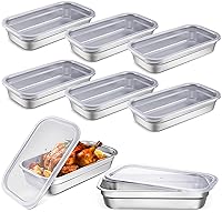 8 Pcs Stainless Steel Food Storage Containers with Lids 1/3 Size Hotel Pans Steam Table Pan Metal Meal Food Containers for Restaurant Stackable Kitchen Freezer Buffet(2.5 Inch Deep)