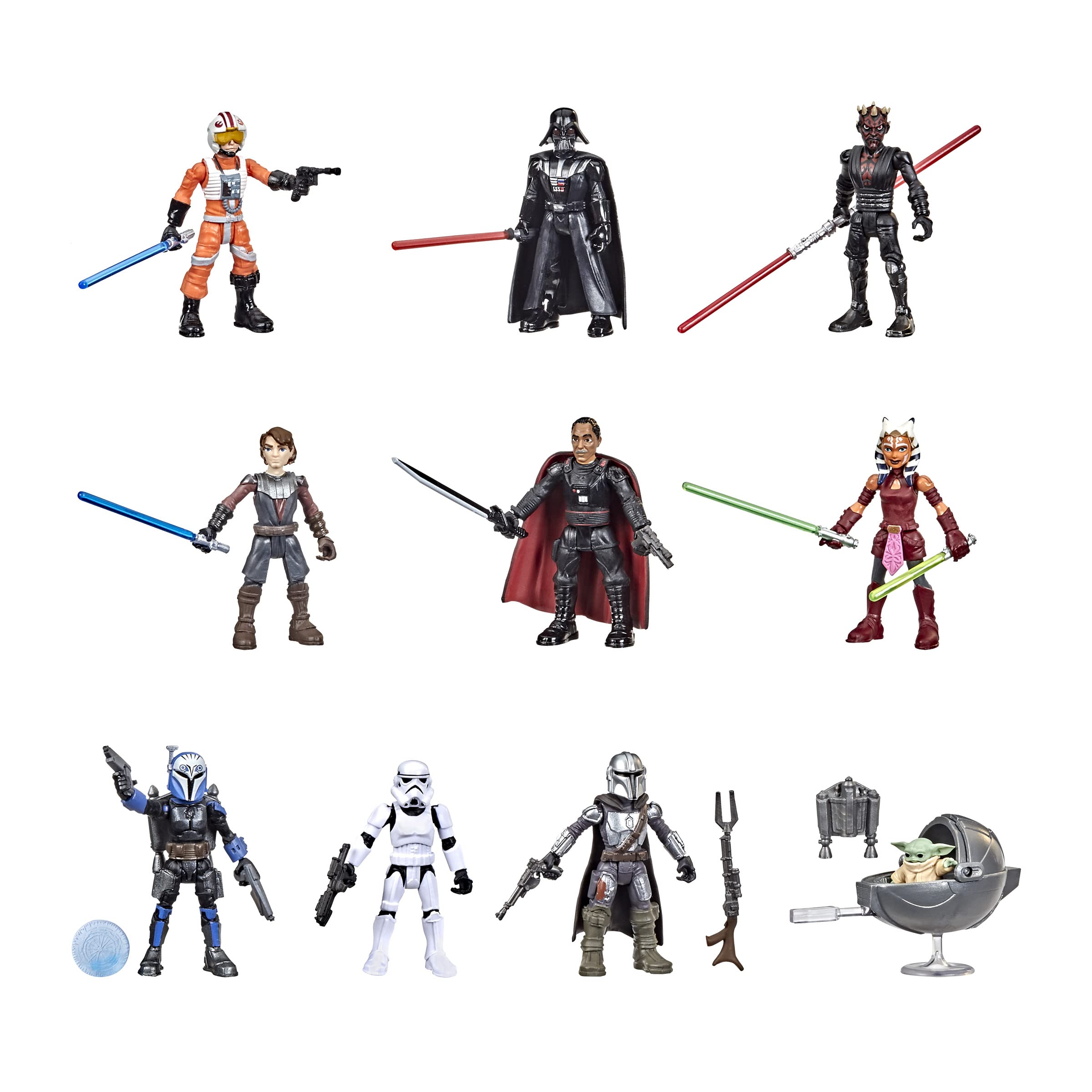 STAR WARS Toys Mission Fleet 2.5-Inch-Scale Action Figure 10-Pack, 19 Accessories, with Darth Vader, Luke Skywalker and Grogu, Ages 4 and Up (Amazon Exclusive)