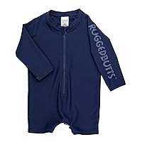 RUGGEDBUTTS Baby/Toddler Boy Swimsuit, One Piece Zipper Rash Guard Sunsuit with UPF 50+ Sun Protection