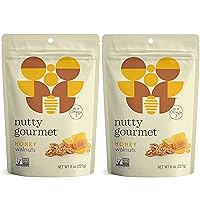 Nutty Gourmet Honey Flavored Walnuts - Sweet Lightly Seasoned Nuts - All Natural - Keto Snack - Heart Healthy - Farm Fresh - California Grown Walnuts - Vegan - Gluten-Free (8oz, 2 Pack)