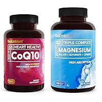 BioEmblem Triple Magnesium Complex 180 Capsules and CoQ10 with BioPerine 90 Count