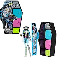 Monster High Doll and Fashion Set, Frankie Stein with Dress-Up Locker and 19+ Surprises, Skulltimate Secrets