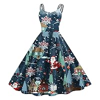 Plus Size Dress Tops for Women Dressy,Women Casual Easter Print Dress Sleeveless Round Neck Strap Dress Loose D