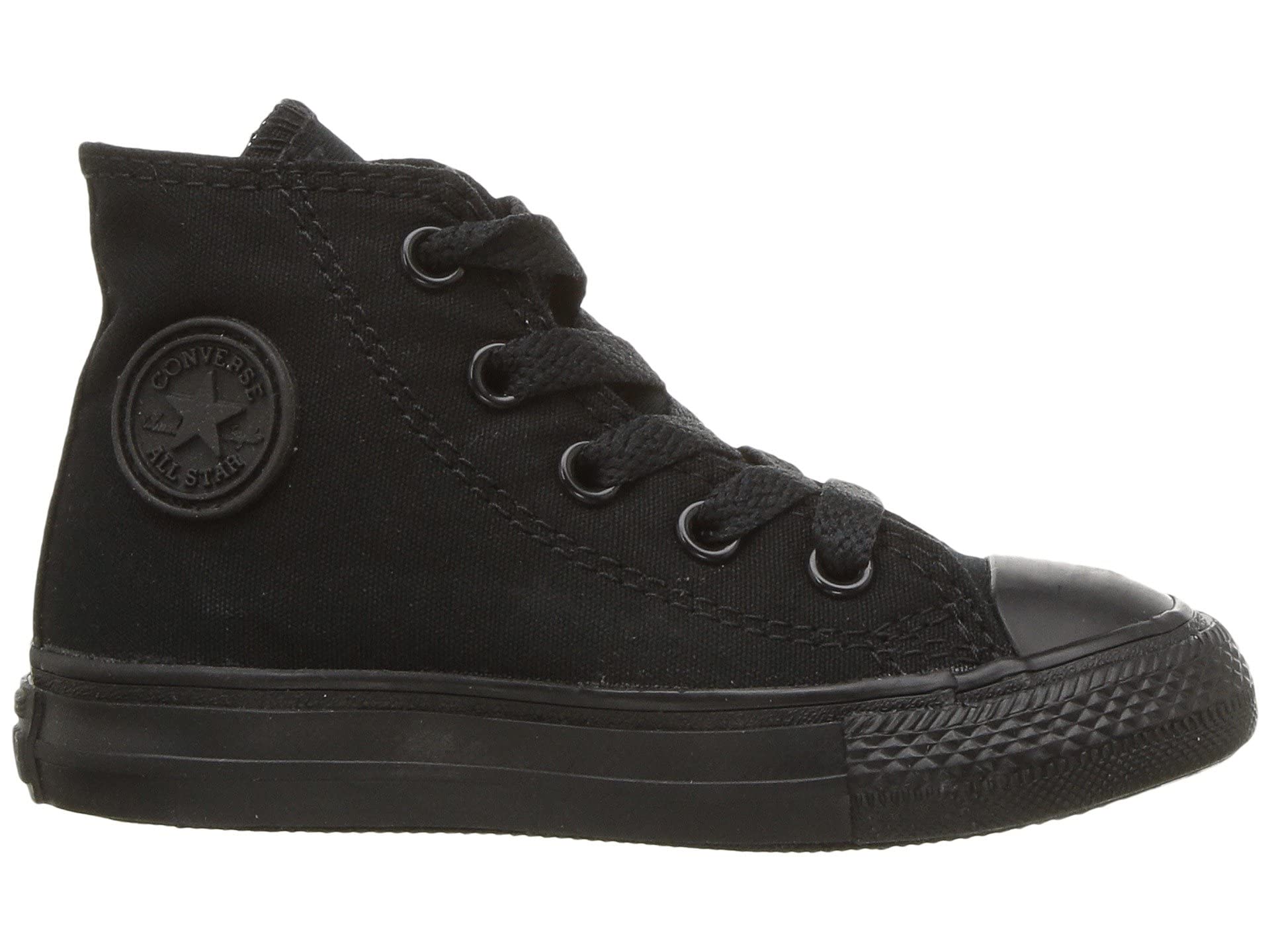 Converse Baby Chuck Taylor All Star Canvas High Top Sneaker, Black Monochrome, 2 M US Infant
