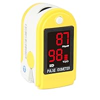 Concord Basics Yellow Fingertip Pulse Oximeter Blood Oxygen Saturation Monitor with Carrying Case, Batteries, Silicone Cover and Lanyard