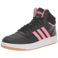 adidas Originals Hoops 3.0 Mid Sneaker, Black/Pink Fusion/White, 11 US Unisex Little Kid