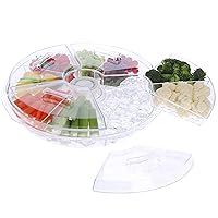 7Penn Acrylic Appetizer Serving Tray - 16.5in Multi Compartment Clear Chilled Serving Platter with Lids and Ice Tray
