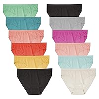 Sexy Basics Womens 12 Pack 100% Cotton Hi-Cut Panty Briefs -Assorted Colors & Prints