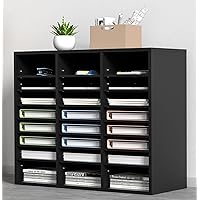 VEVOR Literature Organizers, 24 Compartments Wooden Office File Sorters with Adjustable Shelves, Countertop Literature Sorter for Office, Home, Classroom, Mailrooms Organization, EPA Certified Black