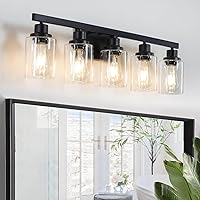 5-Light Black Bathroom Vanity Light, Modern Vanity Lighting Fixture for Bathroom, 31