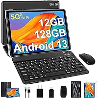 Tablet 10 Inch Android 13 Tablet PC 12GB RAM + 128GB ROM TF 1TB Octa-Core 2.0 GHz, Bluetooth 5.0 | 5G WiFi | 6000mAh | 1280 * 800 | 5MP+8MP, Tablet with Keyboard and Mouse Black