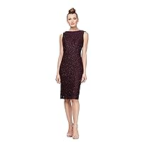 Ignite Women's Sleeveless Lace Dress with Chiffon at Neck & Scoop Back