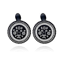All Black Series Vintage Stud Earrings Hollow Out Matt Black Earrings for Women Elegant Jewelry
