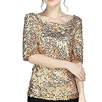 Womens Blouses and Tops Dressy, Fashion Women Sequins Coctail Party Casual Top Blouse Crop Tops Shirt