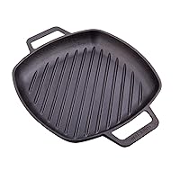 Victoria Cast Iron Round Grill Pan with Double Loop Handles, Made in Colombia, 10 Inches