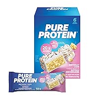 Pure Protein Gluten Free Snack Bars, Birthday Cake Flavor, 10.56 Ounce, 1.8 Ounce Bars, 6 Count
