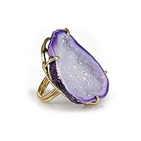 Agate Geode Quartz Natural Gemstone Druzy Adjustable Gemstone Rings For Women, Men And Girls Customise Your Ring