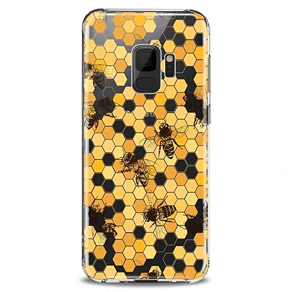 Cavka TPU Case Compatible for Samsung A91 A70 A52 A51 A50 A20 A11 A12 A13 A03s A02s Realistic Bee Clear Honeycomb Slim fit Yellow Print Soft Design Colorful Cute Flexible Silicone Elegant Bright