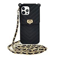 LUVI for Crossbody iPhone 14 Pro Wallet Case with Neck Strap Lanyard Credit Card Holder Purse Handbag Case for Women Girls Silicone Rubber Soft Protection Cover for iPhone 14 Pro Black