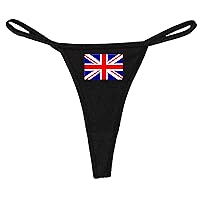 British Flag Black Thong Panties